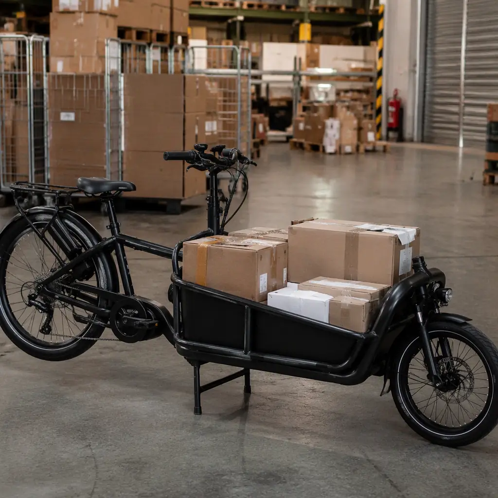 Cargo e-tricycle with delivery box